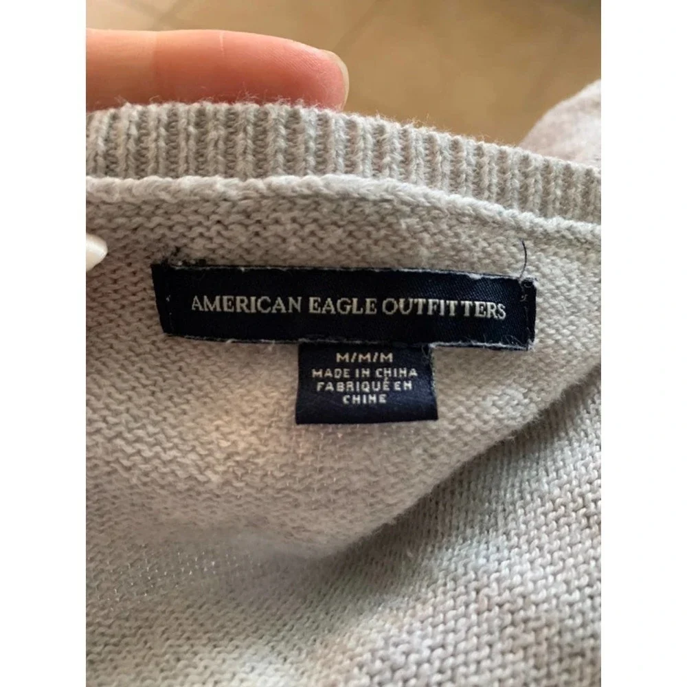 American Eagle Outfitters Gray Cold-Shoulder Sweater